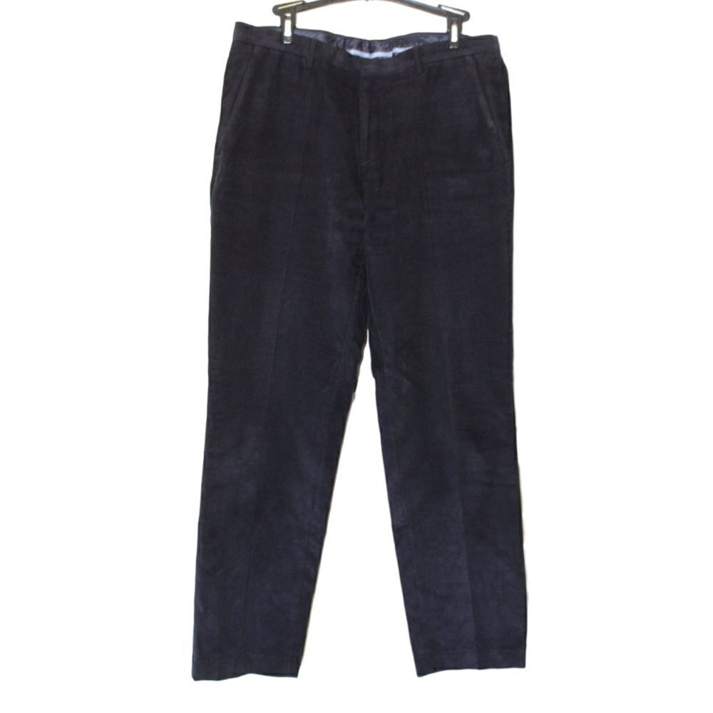 Hugo Boss Corduroy Navy blue Casual men pants Size 32R wide leg 100% Cotton